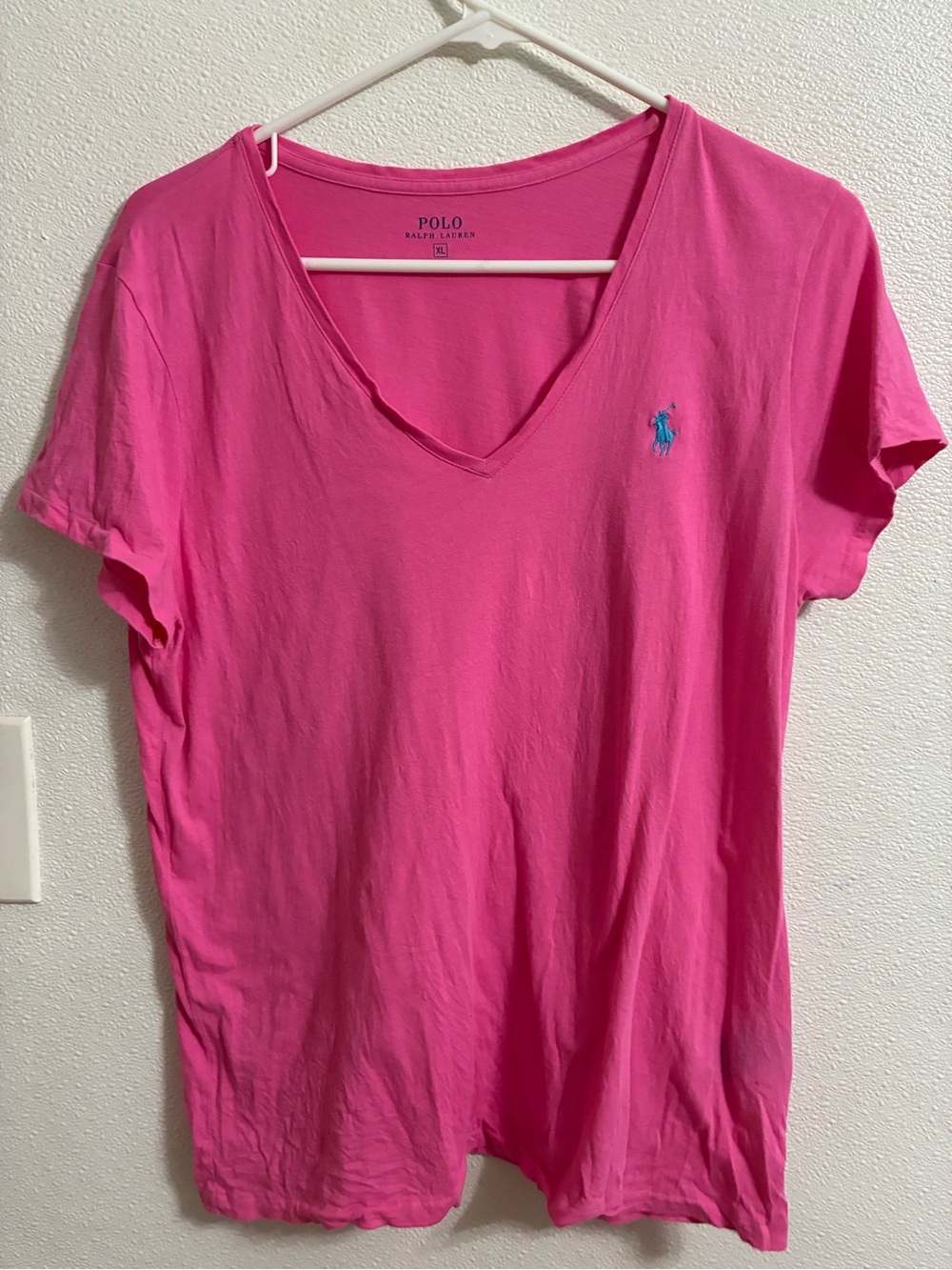 Polo by Ralph Lauren Women's Pink V-Neck Tee XL